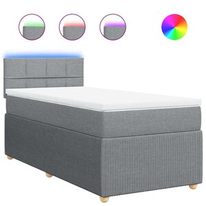 vidaXL Sommier à lattes de lit avec matelas Gris clair 90x200 cm Tissu