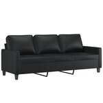 vidaXL Canapé à 3 places avec repose-pieds Noir 180 cm Similicuir