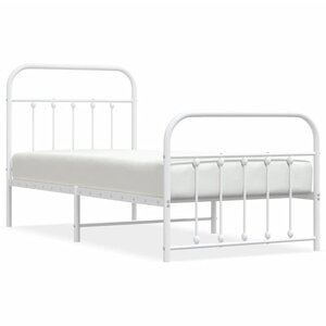 vidaXL Cadre de lit métal sans matelas avec pied de lit blanc 90x190cm