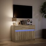vidaXL Meuble TV avec LED chêne sonoma 91x34x61 cm bois d'ingénierie