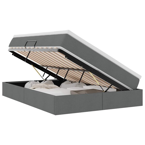 vidaXL Lit avec rangement et matelas Gris foncé 140 x 200 cm Polyester