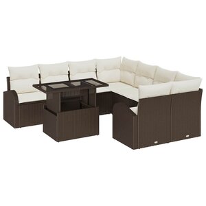 vidaXL Ensemble de canapé de jardin 9 Pièces Marron Poly rotin