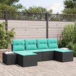 vidaXL Ensemble de canapé de jardin avec coussin Noir Poly rotin