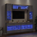 vidaXL Ensemble de meubles TV muraux 6Pièces et lumières LED sonoma gris