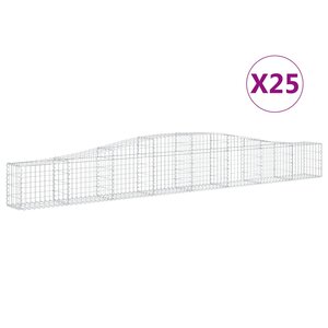 vidaXL Paniers à gabions arqués 25 Pièces 400x30x40/60 cm Fer galvanisé