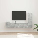 vidaXL Ensemble meuble TV 4 Pièces Gris béton Bois d'ingénierie