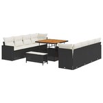 vidaXL Ensemble de canapé de jardin 11 Pièces Noir polyrotin