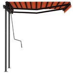 vidaXL Auvent rétractable automatique et poteaux 3x2 5 m Orange marron