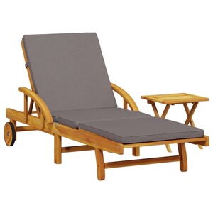 vidaXL Chaise longue avec coussin et table bois d'acacia massif