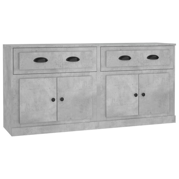 vidaXL Buffets 2 Pièces gris béton bois d'ingénierie