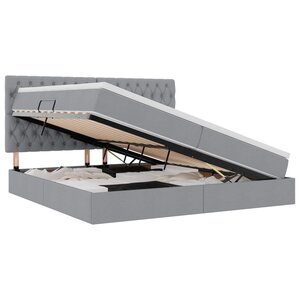 vidaXL Lit avec rangement et matelas Gris clair 200 x 200 cm tissu