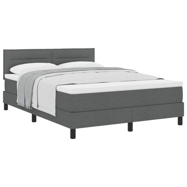 vidaXL Lit à ressorts avec tête de lit Gris foncé 160 x 200 cm tissu