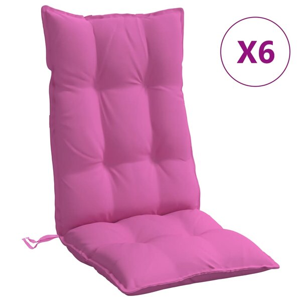 vidaXL Coussins de chaise à dossier haut lot de 6 rose tissu oxford