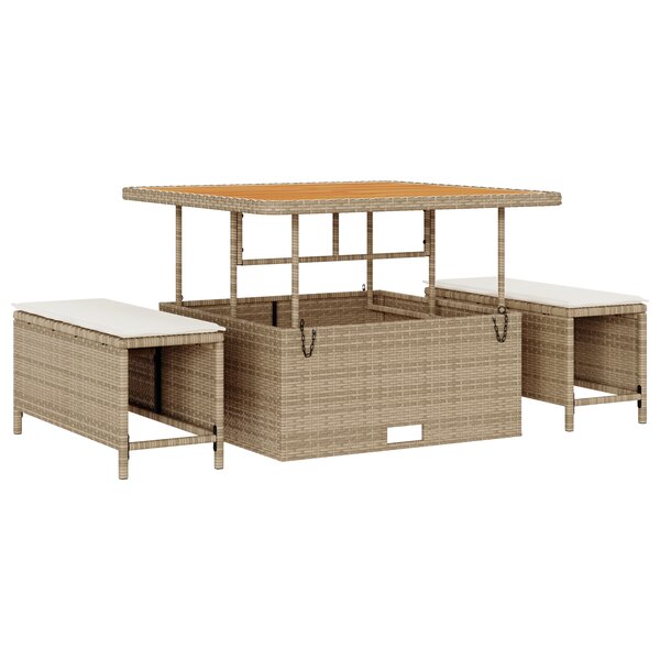 Ensemble de 8 canapés de jardin avec coussins Beige Rotin Poly Acacia