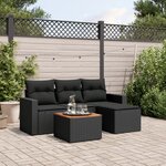 vidaXL Salon de jardin 5 Pièces avec coussins noir résine tressée