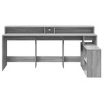 Bureau table poste de travail meuble d'ordinateur informatique étude et lumières LED sonoma 200 x 104 x 91 cm bois ingénierie gris 02_0023810