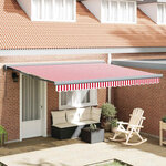 vidaXL Auvent Rétractable Rouge et blanc 400 × 300 cm Tissu  Métal