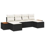 vidaXL Ensemble de canapé de jardin avec coussin 6 Pièces Noir et crème