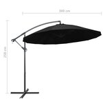 vidaXL Parasol suspendu Noir 3 m Mât en aluminium