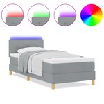 vidaXL Lit Box Spring avec Matelas & LED Gris Clair 80x200 cm Tissu