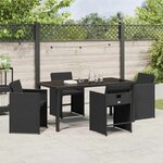 vidaXL Ensemble de salle à manger pour jardin 5 Pièces Noir Poly rotin