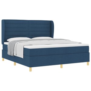 vidaXL Lit à ressorts avec matelas gris foncé 90x190 cm Bleu tissu