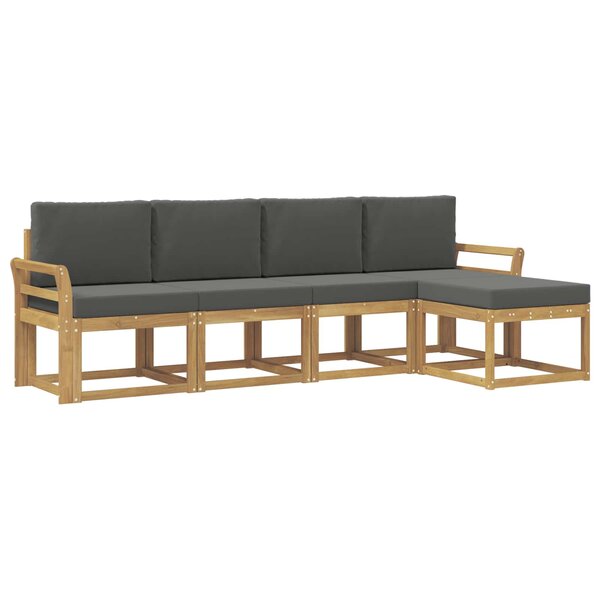 vidaXL Ensemble de canapés d'extérieur 5 Pièces Blanc et anthracite