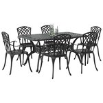 vidaXL Ensemble de salle à manger pour jardin 7 Pièces Noir Aluminium