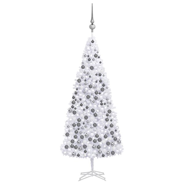 vidaXL Arbre de Noël artificiel pré-éclairé et boules 500 cm blanc