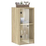vidaXL Armoire latérale avec portes en verre chêne sonoma 35x37x75 5cm