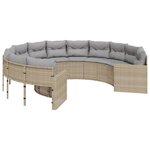 vidaXL Canapé de jardin avec coussins rond beige résine tressée