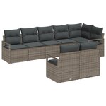 Ensemble de canapé de jardin vidaXL 8 pièces avec coussins gris en poly rattan