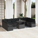 vidaXL Ensemble de canapé de jardin 11 Pièces Noir 100 x 55 x 73 cm