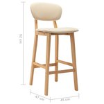 vidaXL Tabourets de bar lot de 2 crème tissu