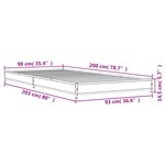 vidaXL Cadre de lit chêne fumé 90x200 cm bois d'ingénierie et métal