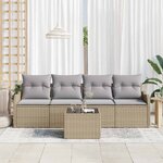 vidaXL Ensemble de canapé de jardin avec coussin 5 Pièces Beige et gris