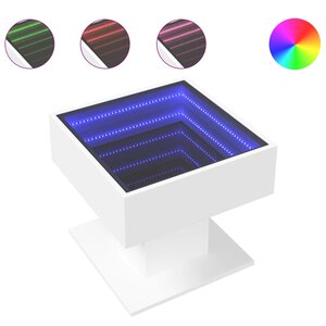 vidaXL Table basse avec LED blanc 50x50x45 cm bois d'ingénierie