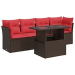 vidaXL Salon de jardin avec coussins 5Pièces marron résine tressée acacia