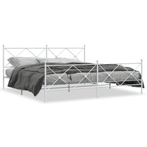 vidaXL Cadre de lit métal sans matelas et pied de lit blanc 193x203 cm