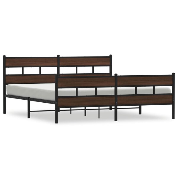 vidaXL Cadre de lit en métal sans matelas chêne marron 180x200 cm
