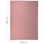 vidaXL Tapis à tissage plat d'extérieur 140x200 cm Rouge