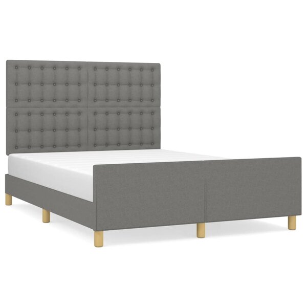 vidaXL Cadre de lit avec tête de lit Gris foncé 140x190 cm Tissu