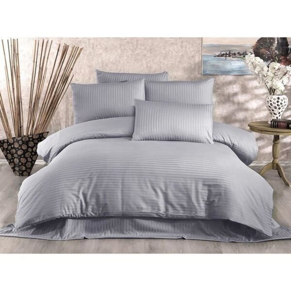 Parure de lit - housse de couette 220 x 240 + 2 taies d'oreiller 60 x 60 80 coton- Gris