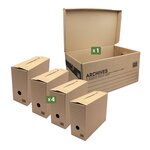 Pack and Move - Lot de 4 boites archives Taille M - 54 x 36 x 28 cm - Caisse de stockage incluse