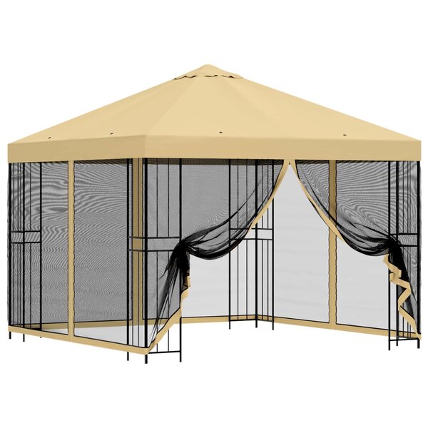 vidaXL Abri de jardin avec parois 3 x 3 m Crème Polyester et Acier