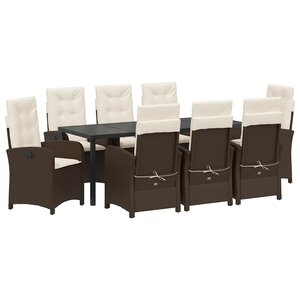 vidaXL Ensemble de salle à manger pour jardin 9 Pièces Marron polyrotin
