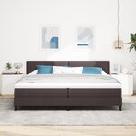 vidaXL Lit à ressort avec matelas et LED Marron foncé 200x200 cm Tissu