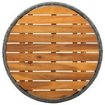 Ensemble Bistro de Jardin 3 Pièces avec Coussins Gris en Poly Rattan