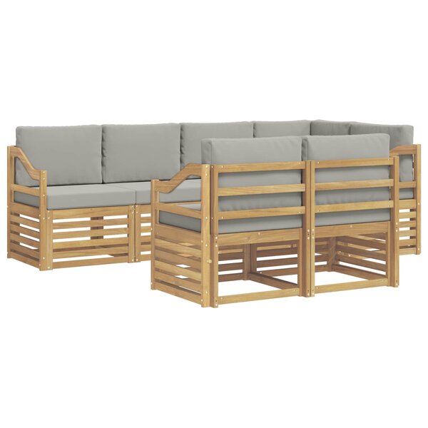 vidaXL Ensemble de canapés d'extérieur 7 Pièces Blanc et gris clair