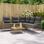 vidaXL Salon de jardin 2 Pièces avec coussins Gris Résine tressée